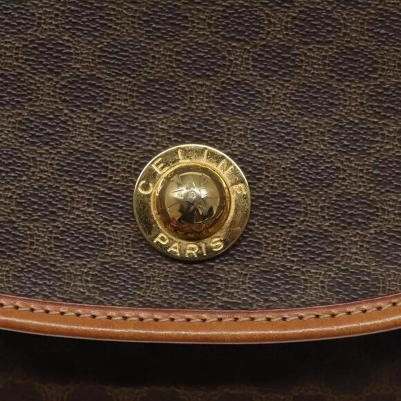 CELINE Macadam Canvas Shoulder Bag PVC Leather Brown Gold Auth BD1027 - Picture 10 of 16